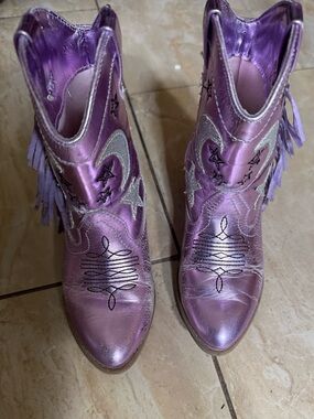Tucker & Tate girls Purple Metallic Fringe Cowboy Boots